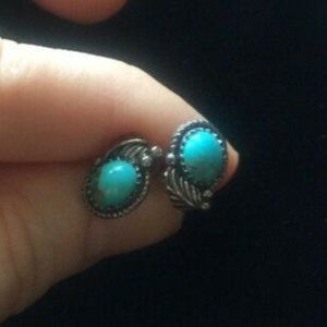 Navajo Sterling Silver Earrings with Turquoise